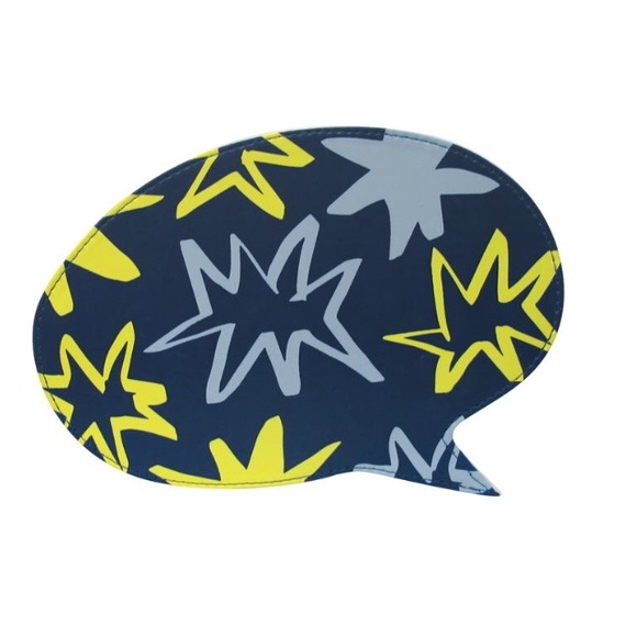 House of disaster Slap dash blue yellow speech bubble zipper makeup bag - Picture 2 of 9